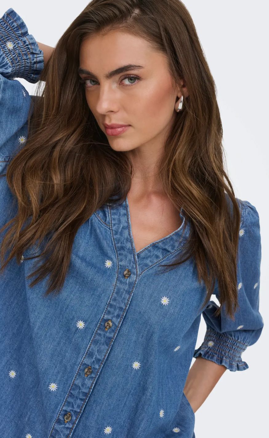 ONLY Skjorte - Raya Daisy - Medium Blue Denim