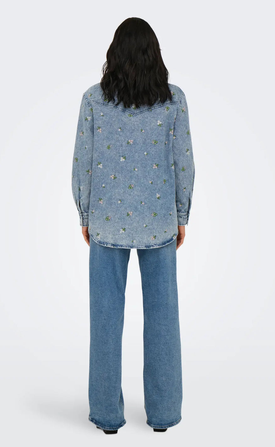 ONLY Skjorte - Vera - Light Blue Denim/Flower