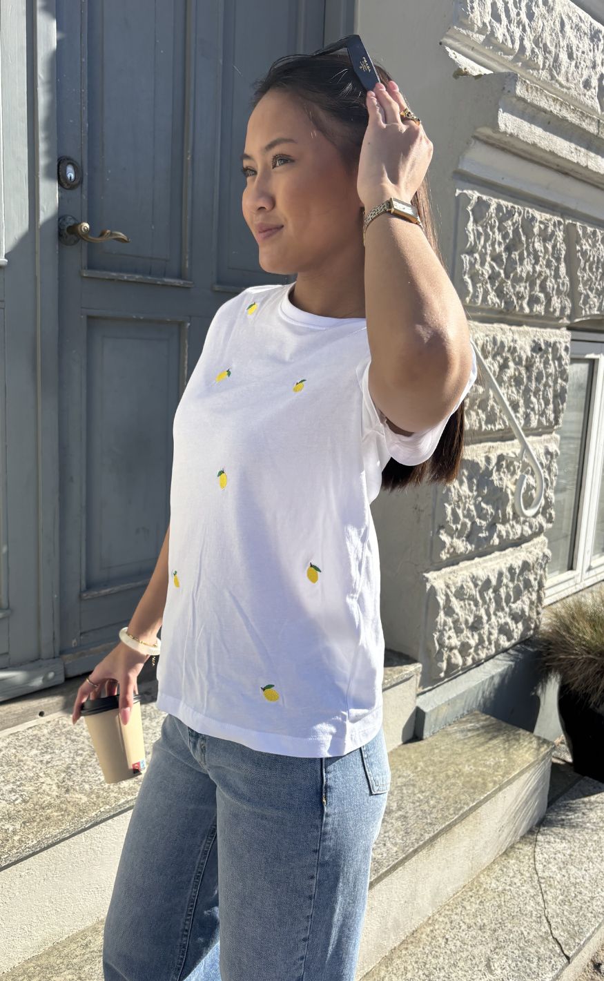 ONLY T-shirt - Ketty Life - Bright White Lemon