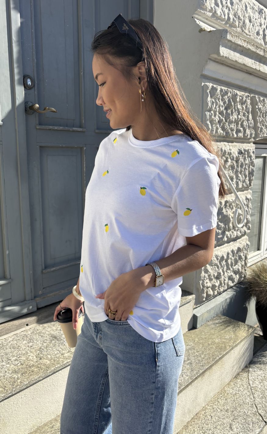 ONLY T-shirt - Ketty Life - Bright White Lemon