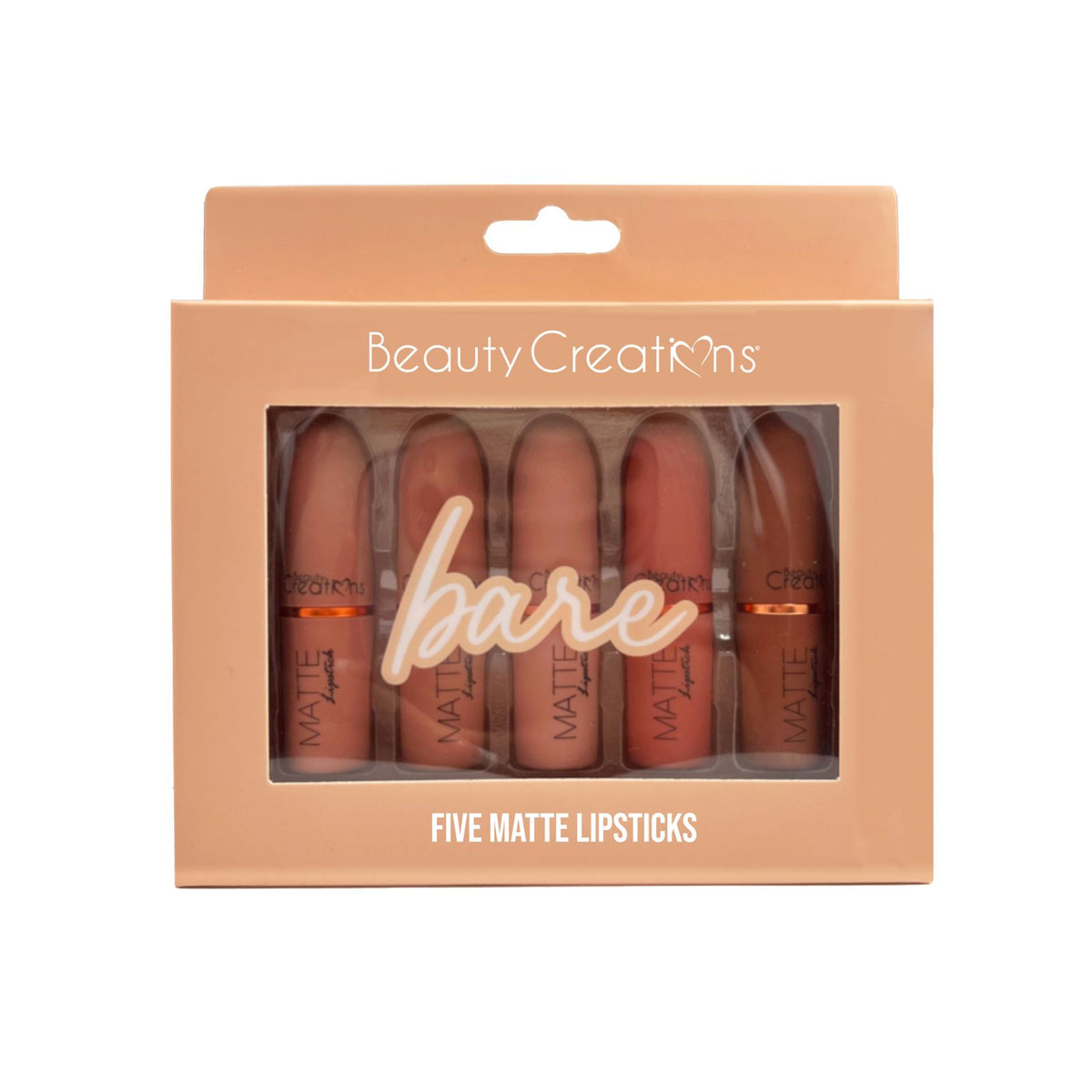BEAUTY CREATIONS- BARE- FIVE MATTE LIPSTICKS-1PC