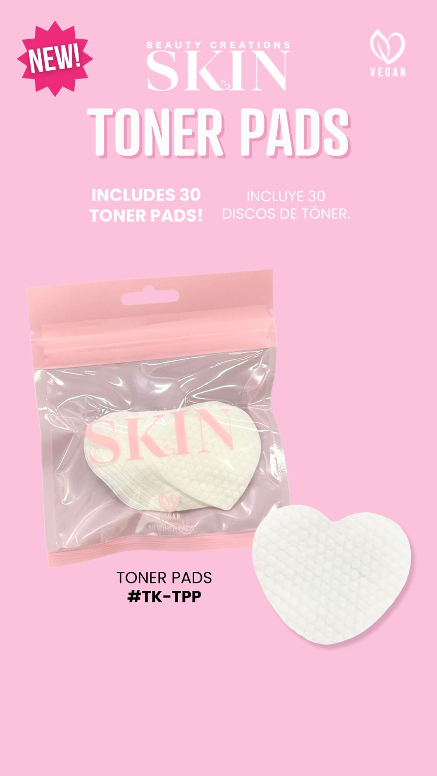 BEAUTY CREATIONS SKIN-  TONER PADS- BAG W/20PCS