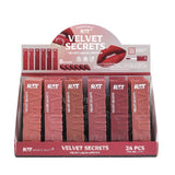 BELLEZA ROMÁNTICA - LABIAL LÍQUIDO TERCIOPELO - 6 COLORES-DISPLAY 24PC 