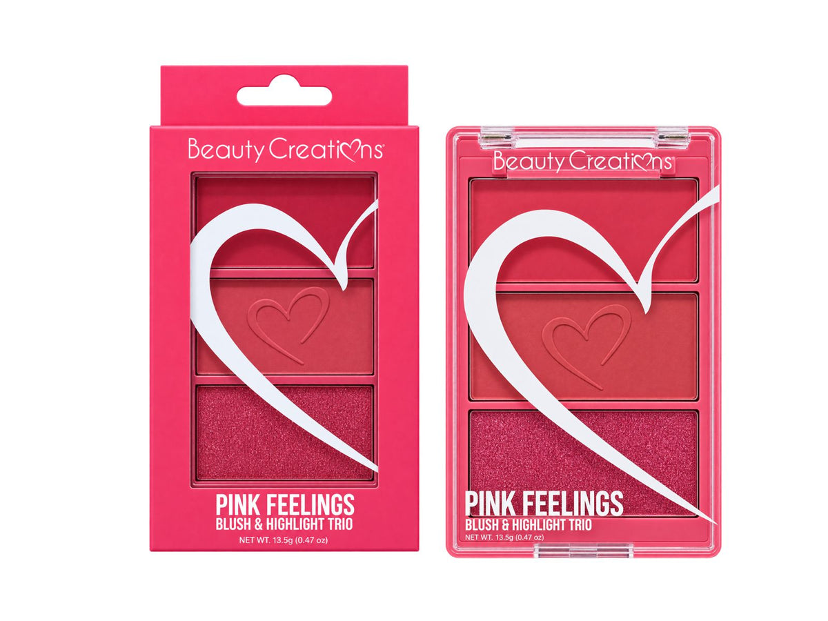 BEAUTY CREATIONS - PINK FEELINGS BLUSH & HIGHLIGHT  TRIO (1PC)