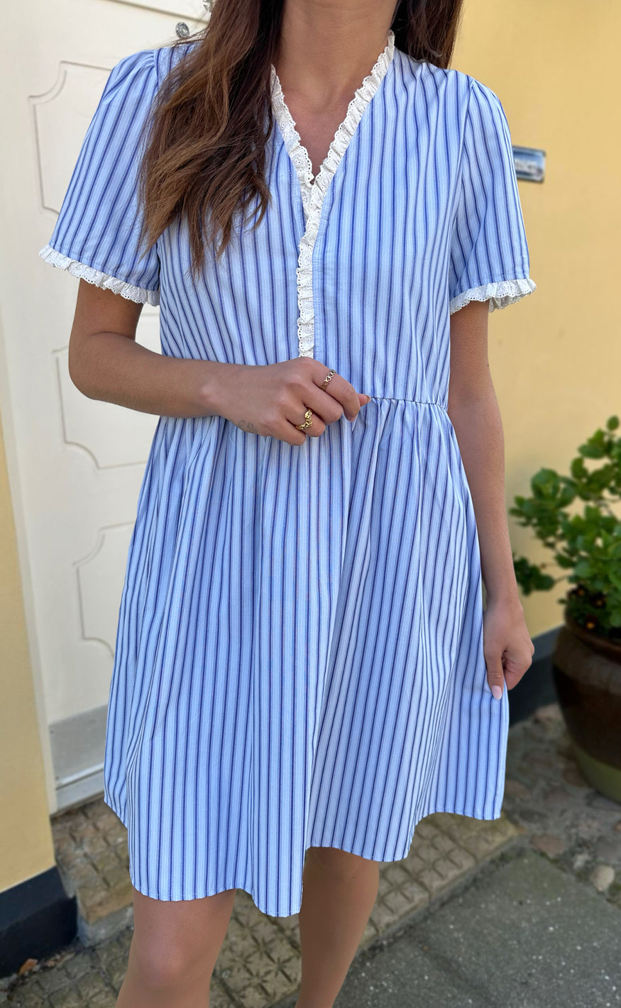 Say INA Copenhagen Kjole - Catja Summer - Blue Striped W. Lace
