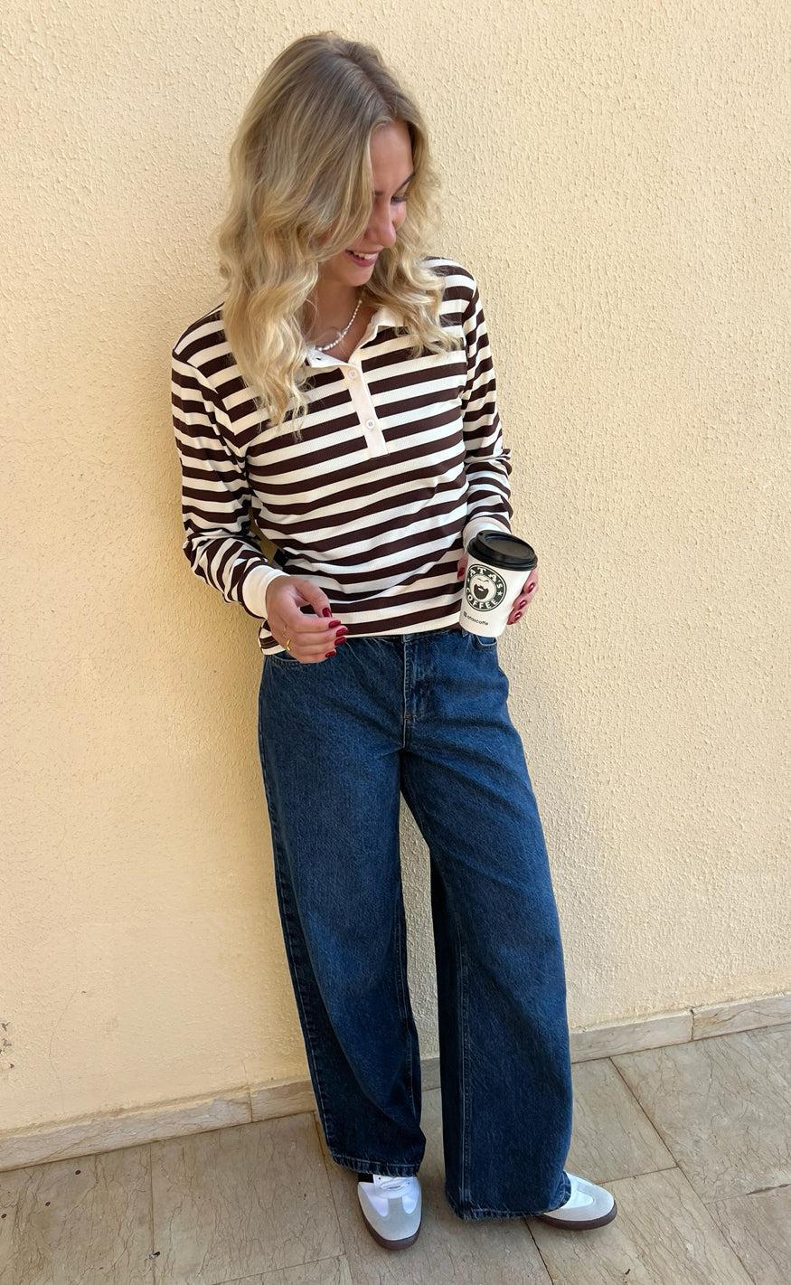 Say INA Copenhagen Polo / Bluse - Pamela - Brown Striped