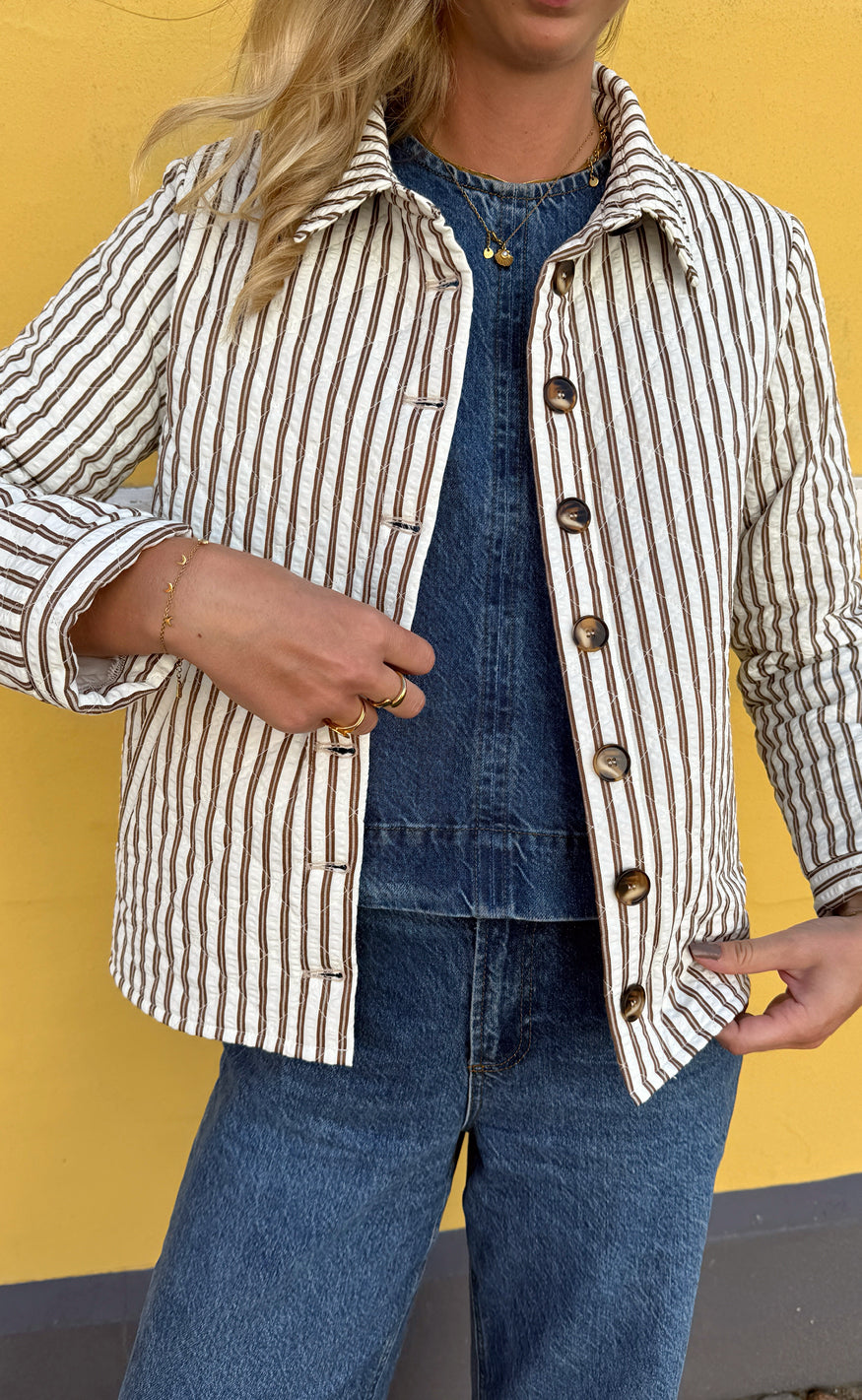 Say INA Copenhagen Quiltet Jakke - Elvira - Brown Striped