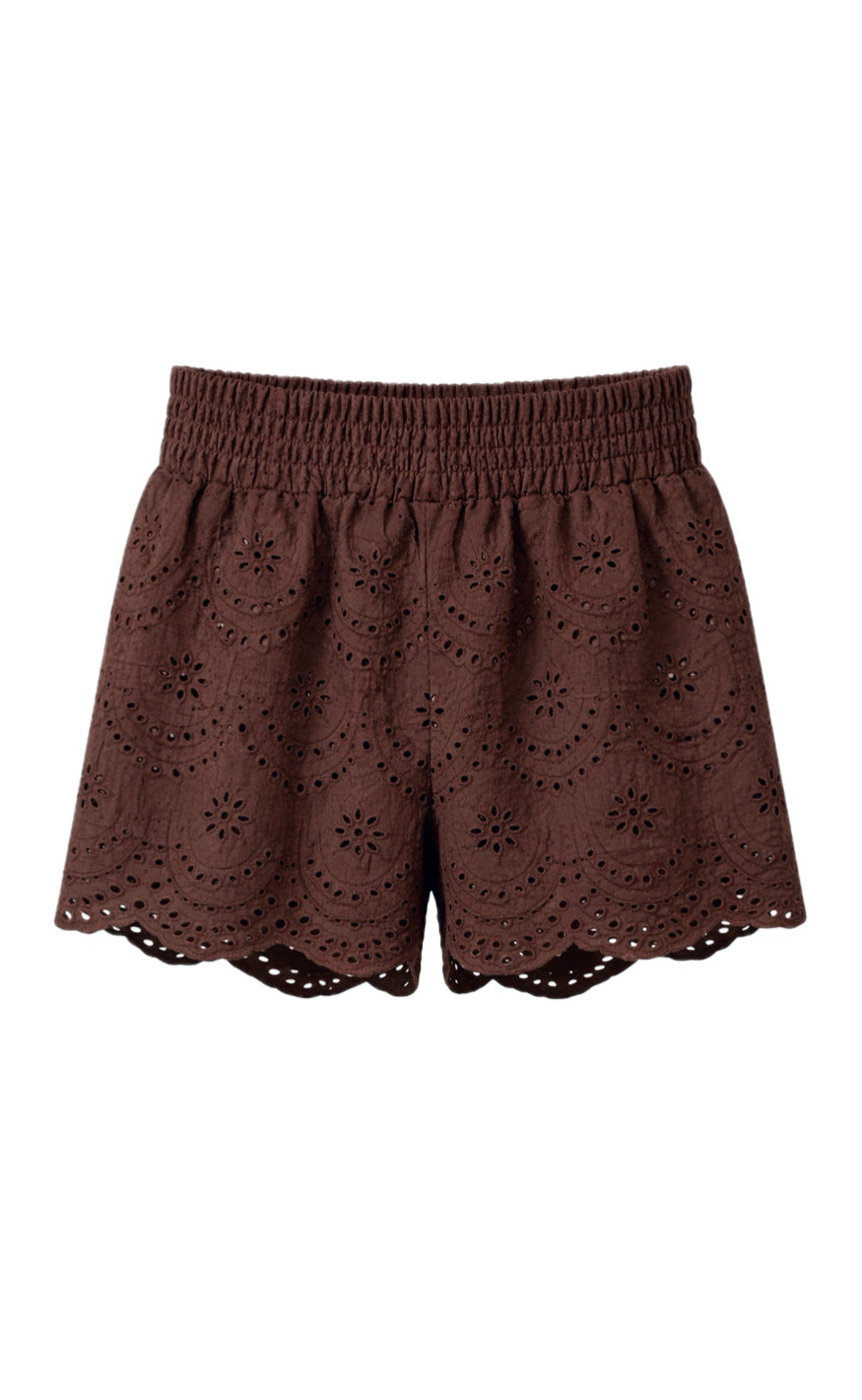 Say INA Copenhagen Shorts - Emilia Embroidery - Dark Brown