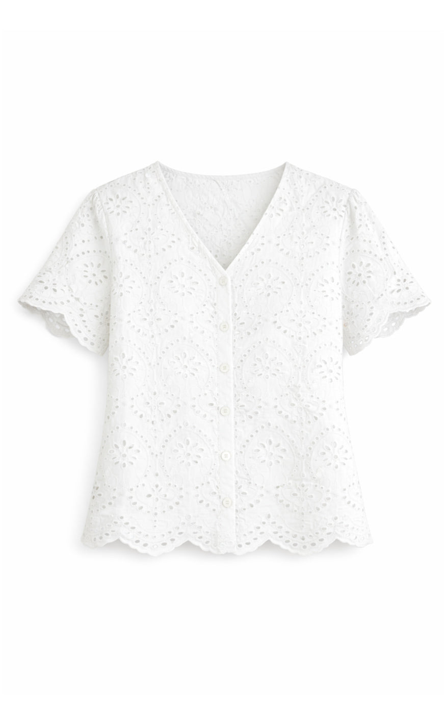 Say INA Copenhagen Skjorte - Emilia Embroidery - White