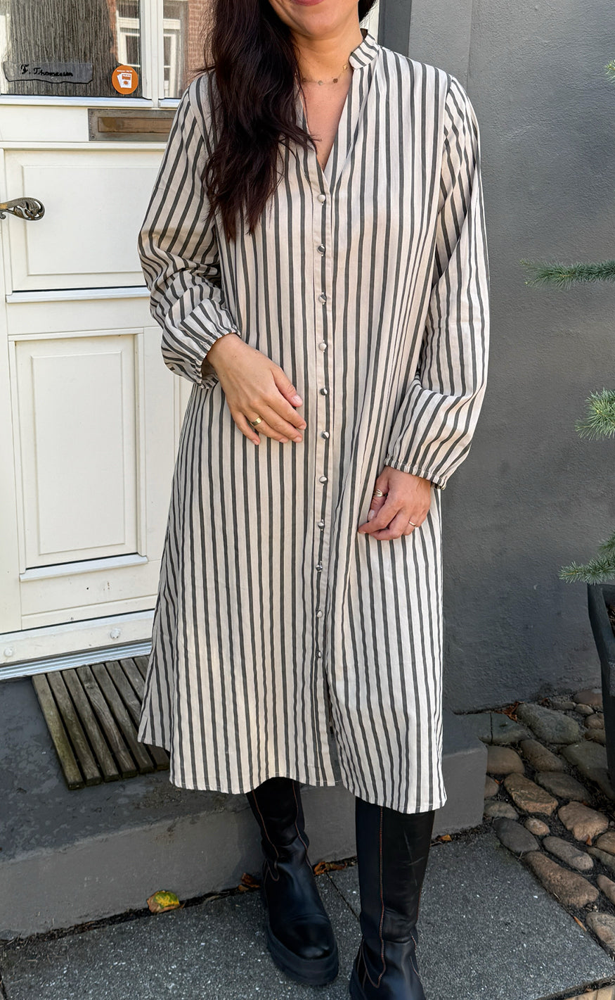 Say INA Copenhagen Skjortekjole - Cilla - Camel Stripes