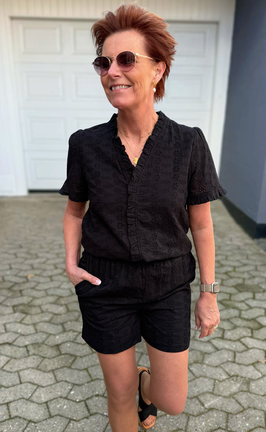 Say INA Copenhagen Top - Catja - Black Broderie Anglaise