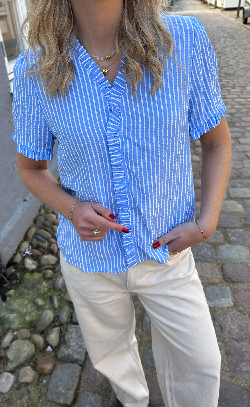 Say INA Copenhagen Top - Catja - Blue Striped
