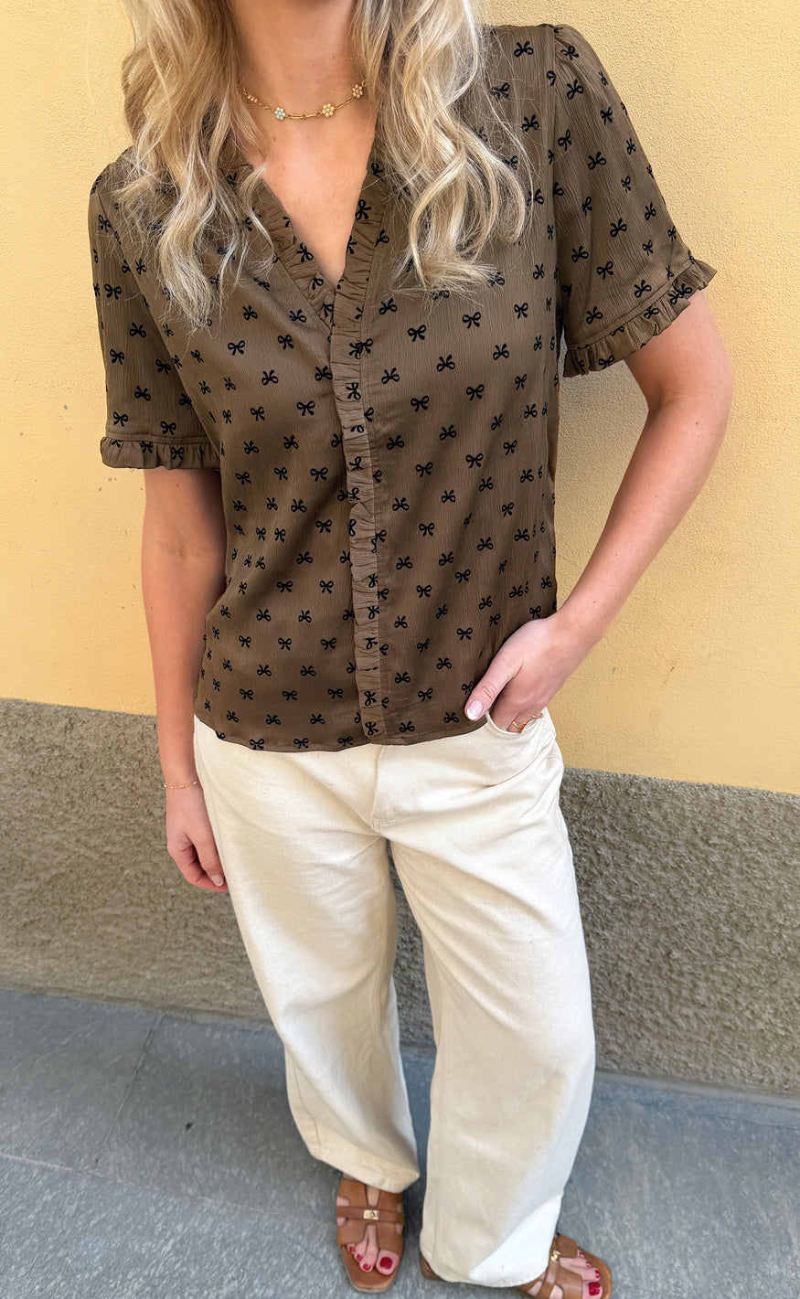 Say INA Copenhagen Top - Catja - Brown Bows