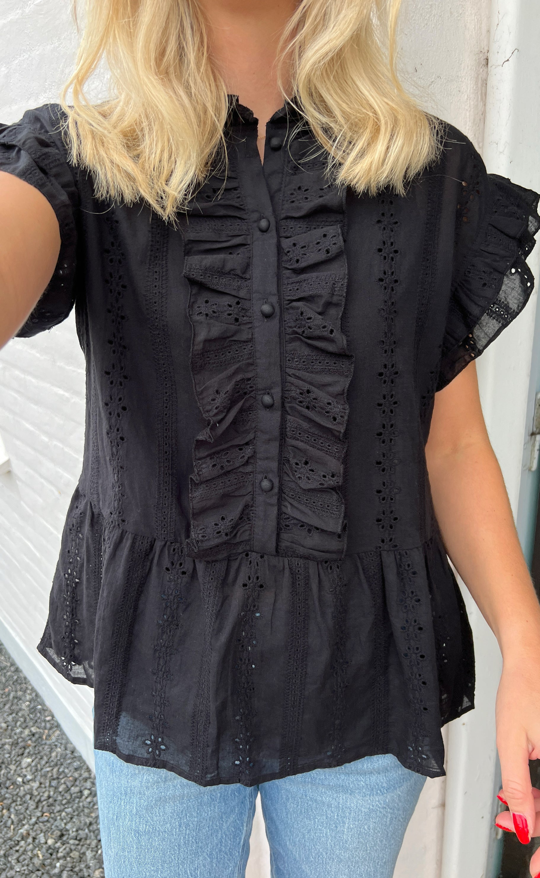 Say INA Copenhagen Top - Freya - Black Broderie Anglaise