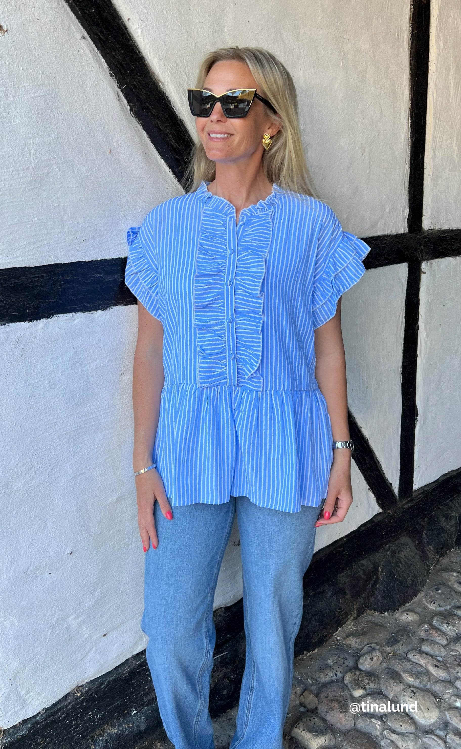 Say INA Copenhagen Top - Freya - Blue Striped