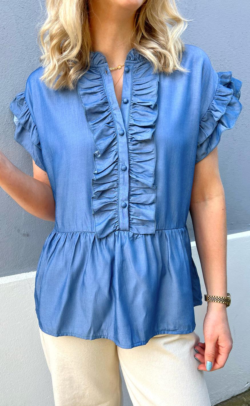 Say INA Copenhagen Top - Freya - Denim Blue