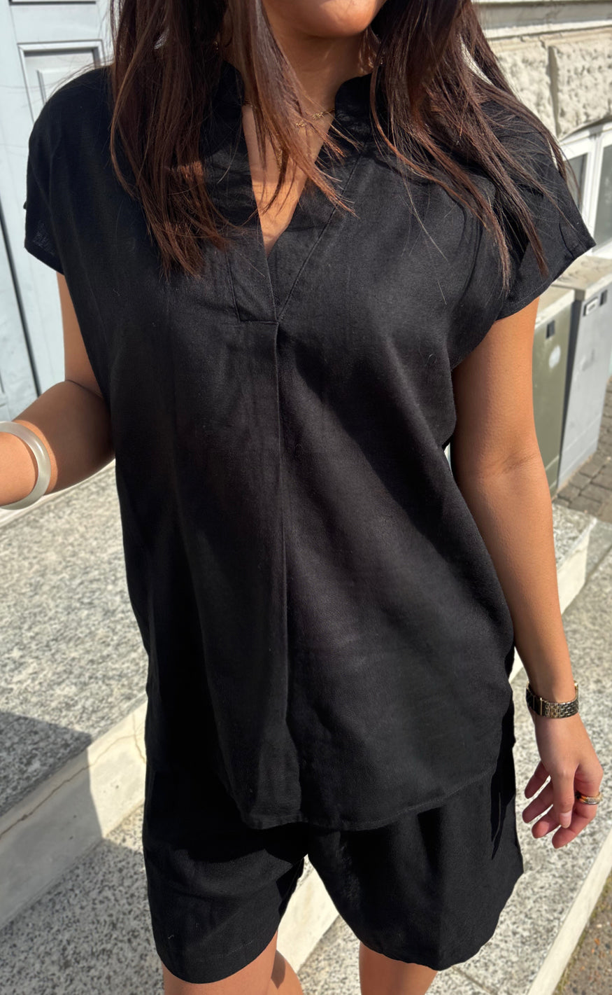 Say INA Copenhagen Top - Laura Linen - Black