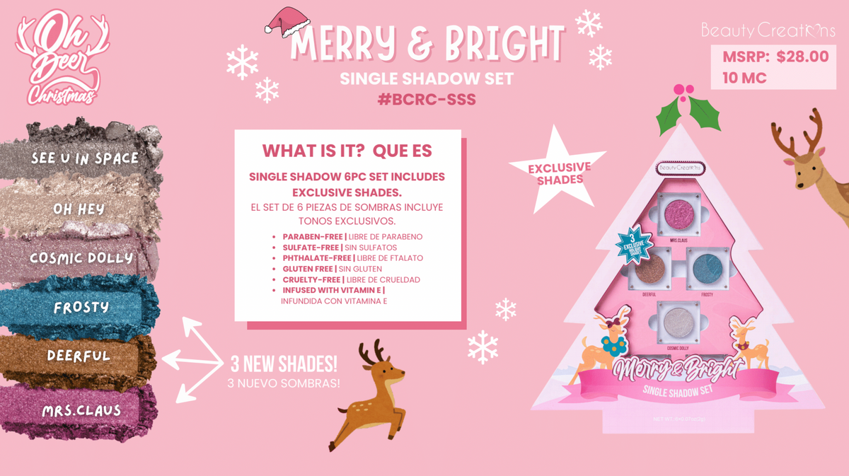 BEAUTY CREATIONS - REINDER CHRISTMAS: RIDING SOLO 6PCS SINGLE SHADOW "MERRY & BRIGHT" (1SET)