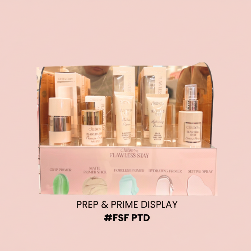 BEAUTY CREATIONS - PREP & PRIME DISPLAY  (6PC EACH + TESTERS HALF OFF )