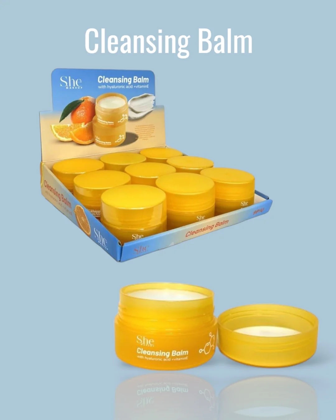 S.HE MAKE UP- CLEANSING BALM WITH HYALURONIC ACID + VITAMIN E - (9PCS DISPLAY)