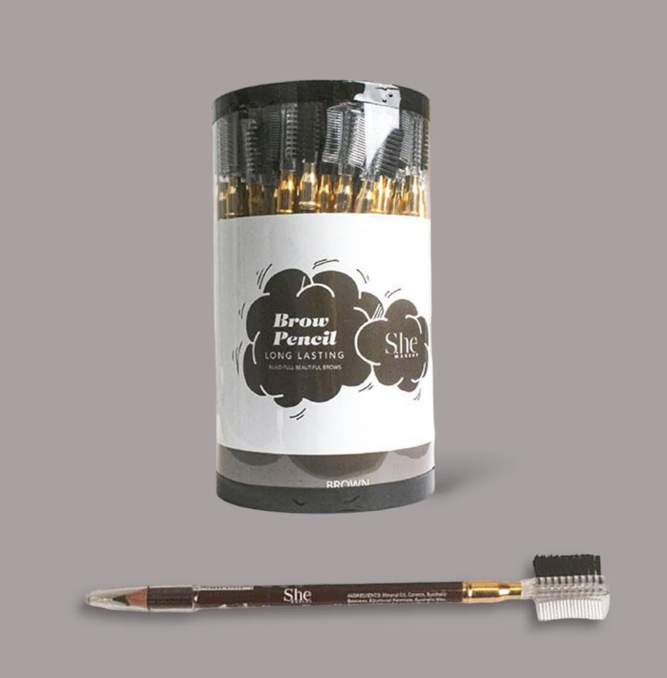 S.HE MAKEUP - LONG LASTING- BROWN -EYEBROW PENCIL WITH BRUSH (72PCS)