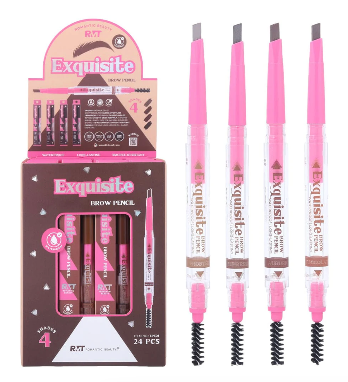 ROMANTIC BEAUTY- EXQUISITE BROW PENCIL- 4 SHADES  (24PCS)