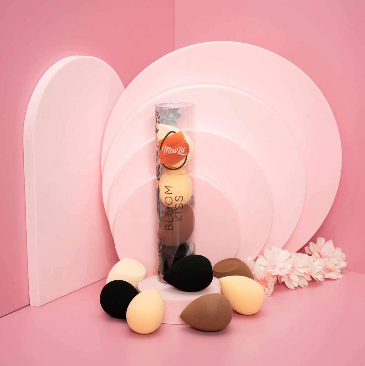 MISS LIL -BLOOM KISS - ENSEMBLE D'ÉPONGES À MAQUILLAGE 4PC - PACK 6 ENSEMBLE