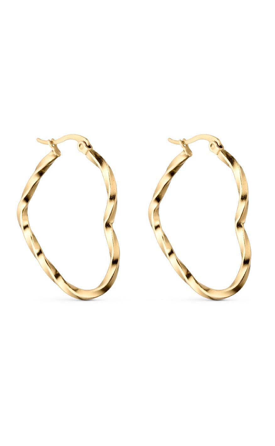 Smykkeli Copenhagen Øreringe - Big Heart - Gold Colour