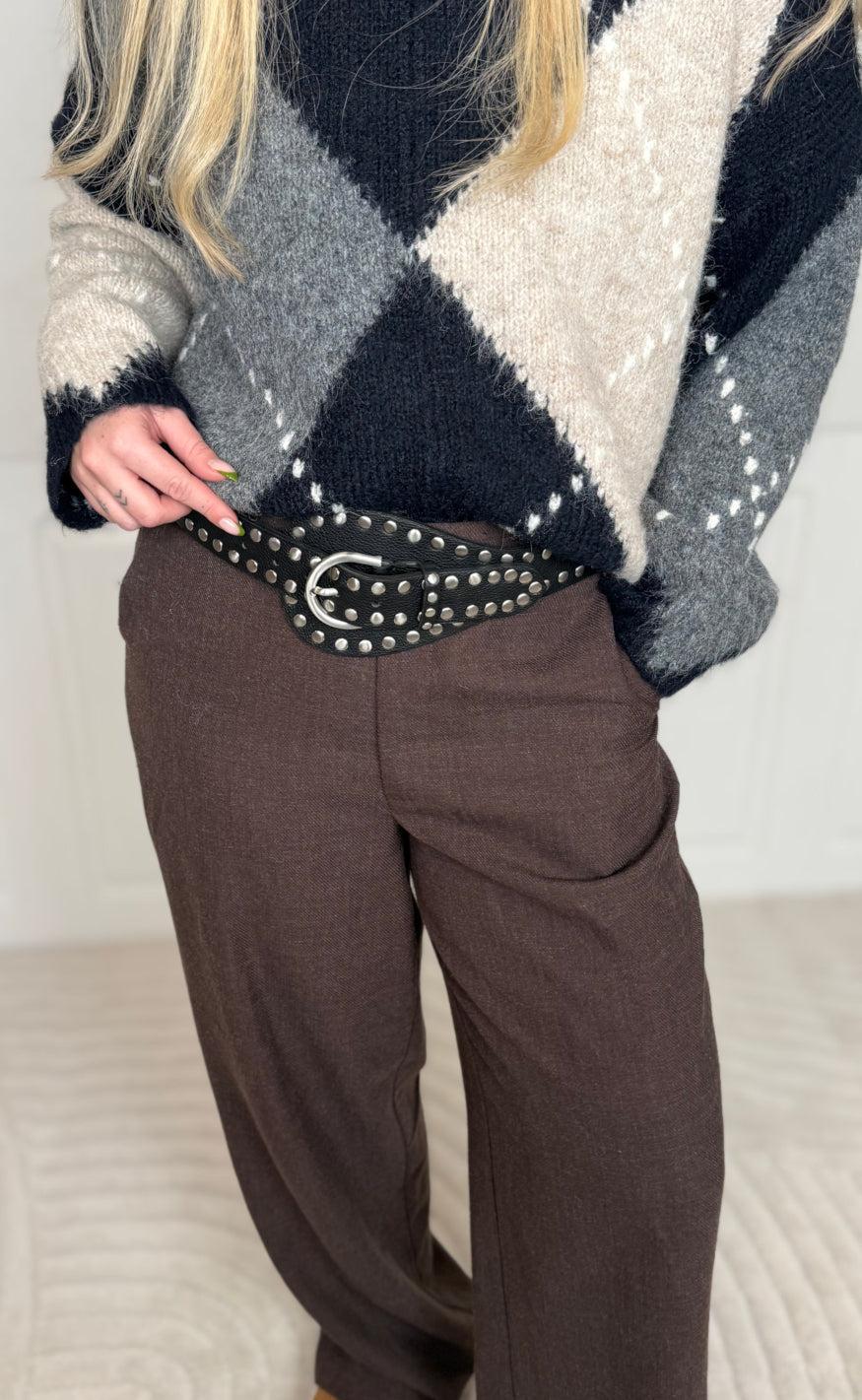 Tim & Simonsen Bælte - Dunja Stud - Black/Silver