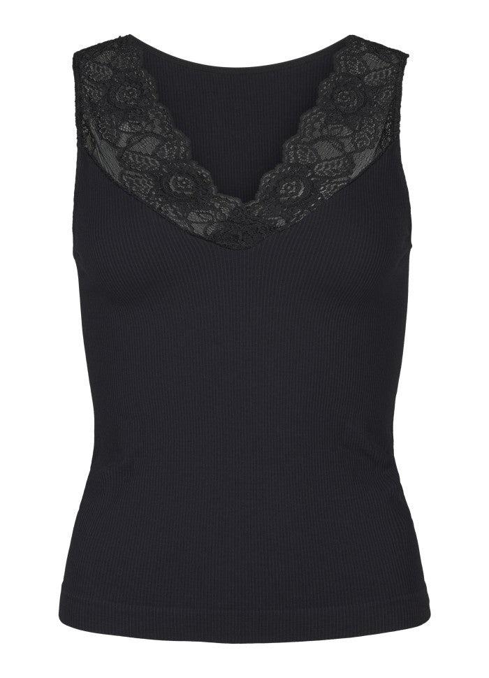 Tim & Simonsen Top - Belen V-Lace - Black (vendbar)