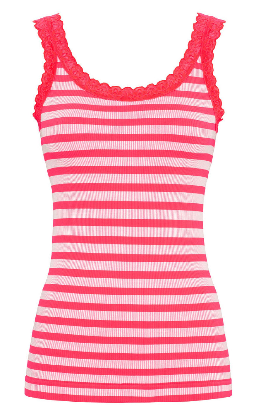 Tim & Simonsen Top - Isa Rib - Scarlatto/Bianco