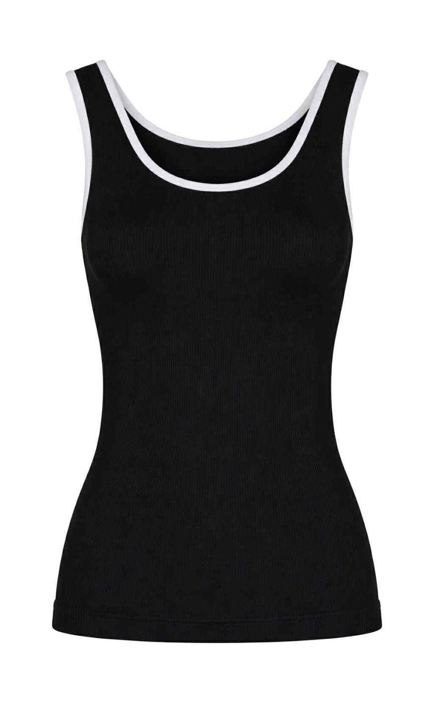 Tim & Simonsen Top - Marie Rib - Nero/Bianco