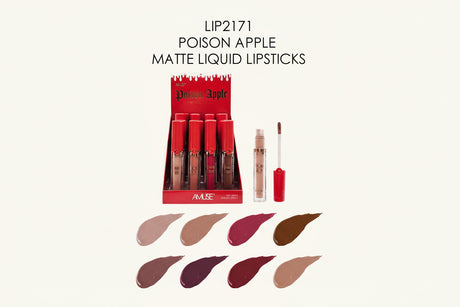 AMUSE - POISON APPLE - 8 ROUGE À LÈVRES LIQUIDE MAT - PRÉSENTOIR 24PC