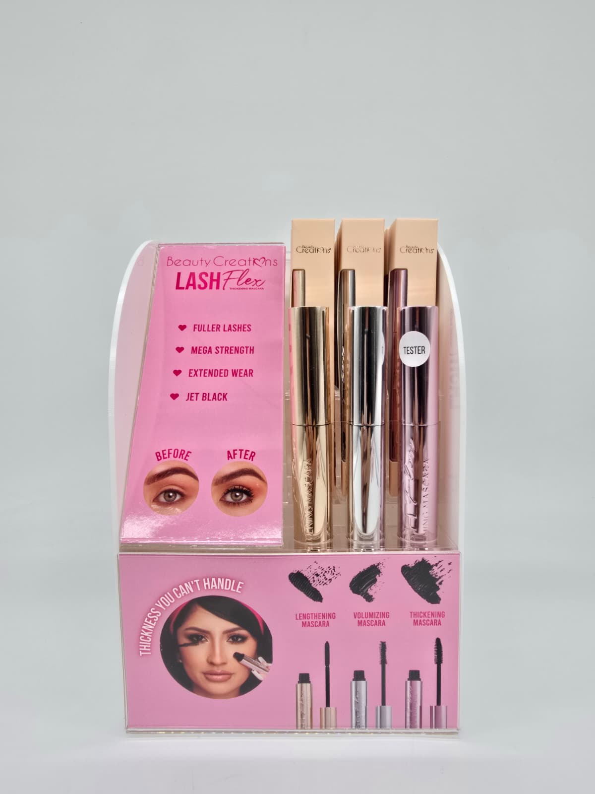 BEAUTY CREATIONS- LASH FLEX MASCARA (3STYLES)- FULL DISPLAY