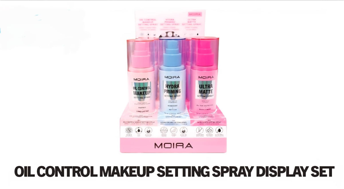 MOIRA- OIL CONTROL MAKEUP SETTING SPRAY-   CARDBOARD DISPLAY