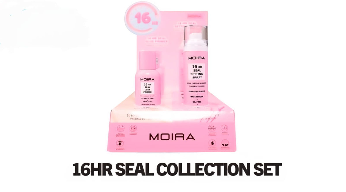 MOIRA- 16HR SEAL SETTING SPRAY & GLUE PRIMER- CARDBOARD DISPLAY