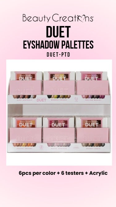 BEAUTY CREATIONS- DUET MINI PALETTE FULL DISPLAY (36PCS TOTAL + TESTERS HALF OFF)