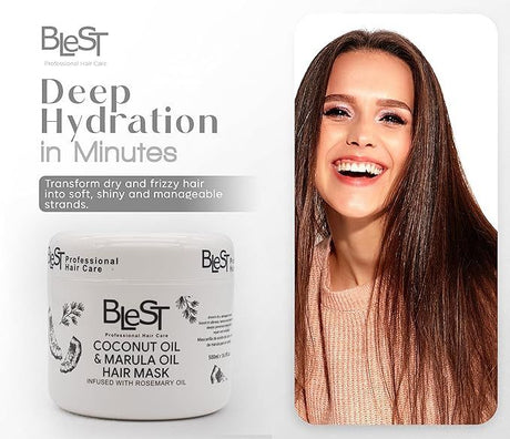 BLEST PROFESSIONAL HAIR CARE - COCONUT OIL & MARULA OIL HAIR MASK 500 ML-(1PC)