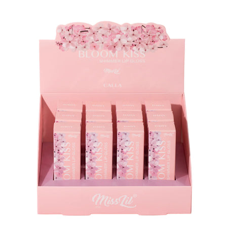 MISS LIL USA- BLOOM KISS- CALLA- SHIMMER LIP GLOSS- DISPLAY (12PCS)
