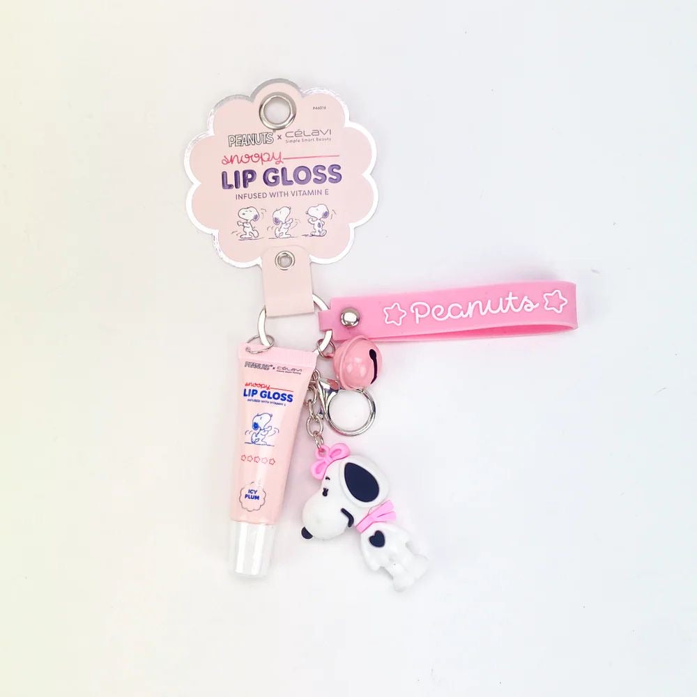CELAVI X PEAUNTS SNOOPY  LIP GLOSS WITH KEYCHAIN (3PCS)