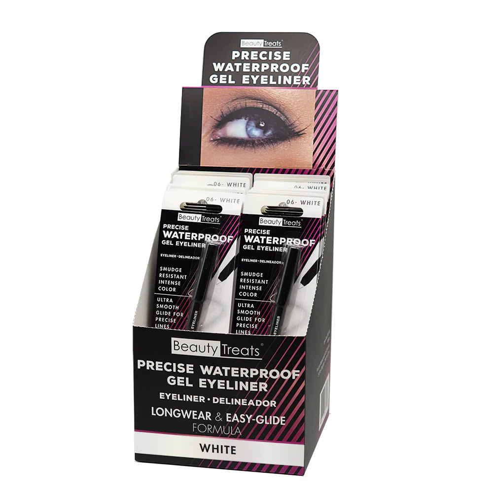 BEAUTY TREATS - PRECISE WATERPROOF GEL EYELINER WHITE - 24 PCS