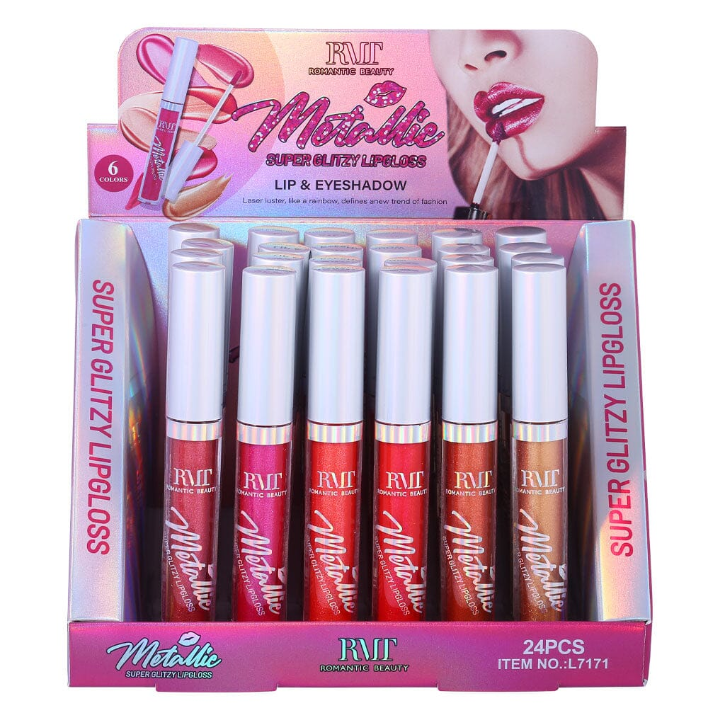 ROMANTIC BEAUTY - METALLIC SUPER GLITZY LIPGLOSS (24PCS DISPLAY)