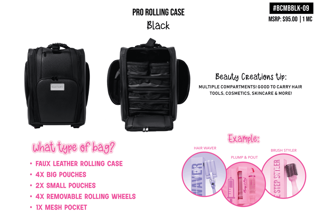 BEAUTY CREATIONS  - ESTUCHE CON RODAMIENTO PRO