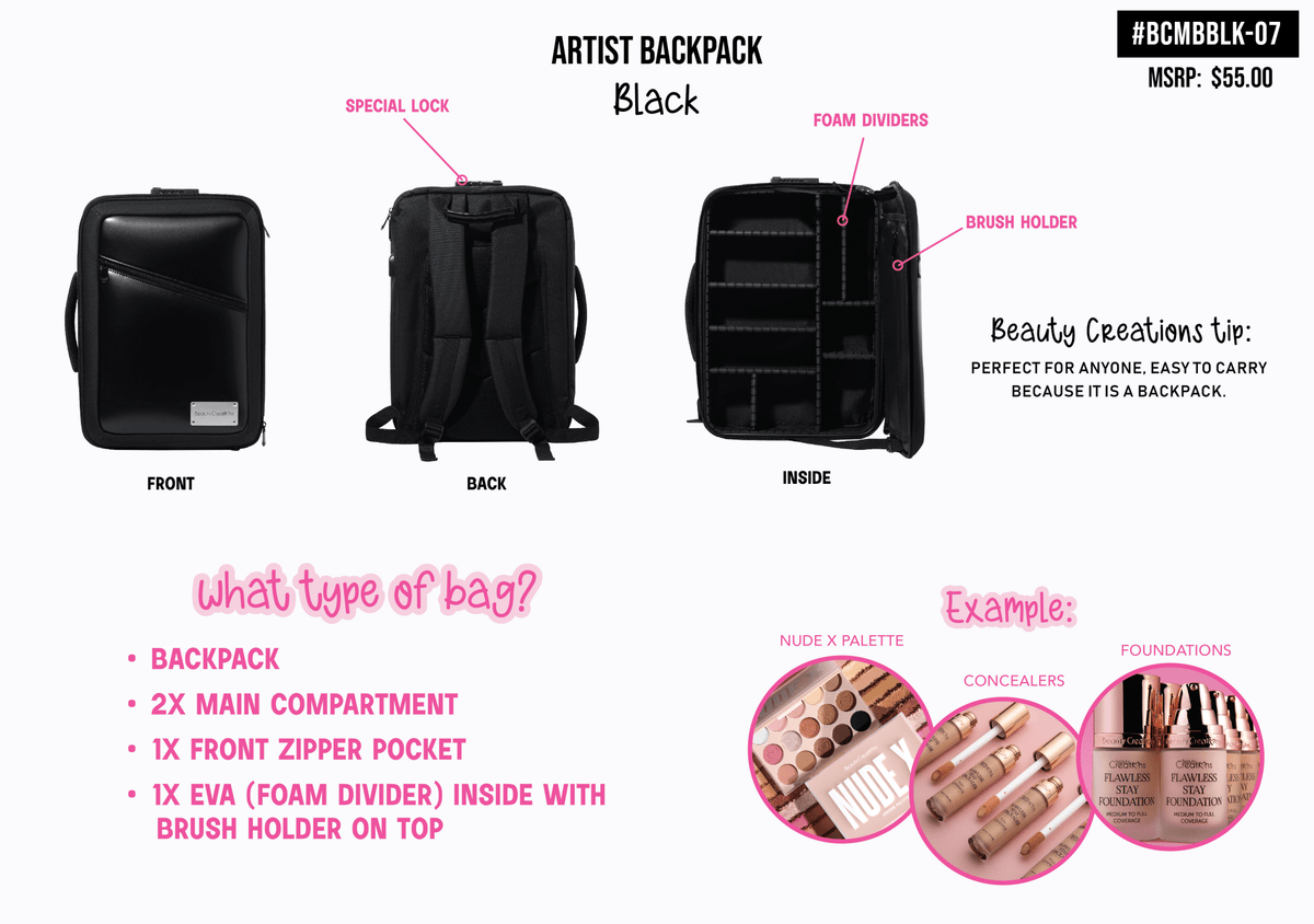 BEAUTY CREATIONS - MOCHILA DE ARTISTA (1PC)