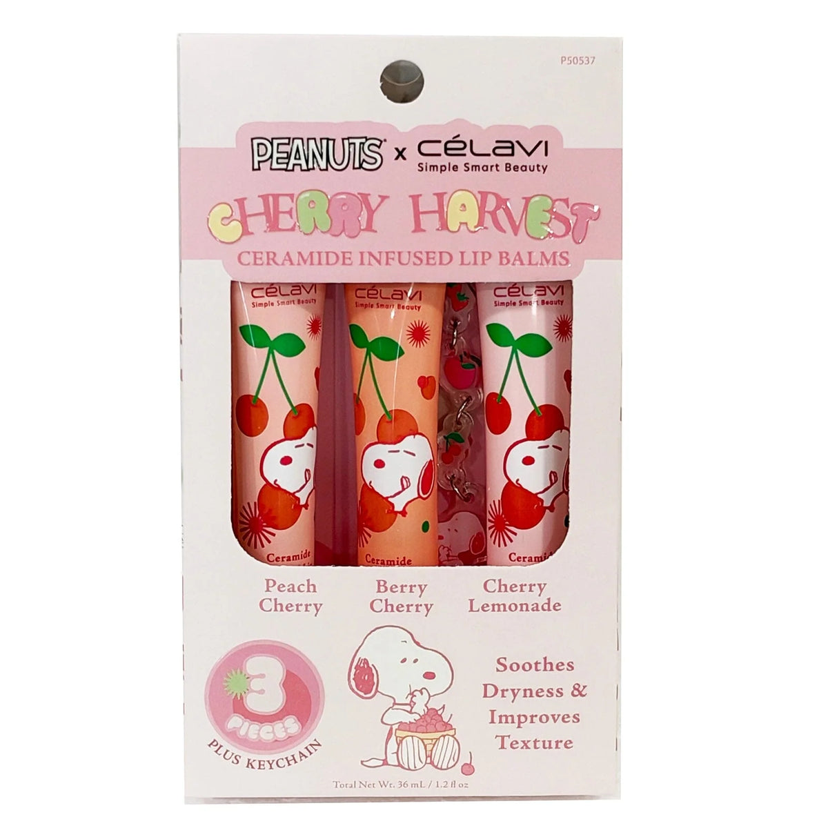 CÉLAVI - PEANUTS CHERRY HARVEST CERAMIDE INFUSED LIP BALMS - (1PC)