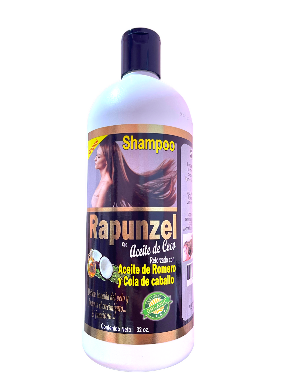 SHAMPOO DE RAPUNZEL CON ACEITE DE COCO REFORZADO CON ACEITE DE ROMERO Y COLA DE CABALLO -(1PC)