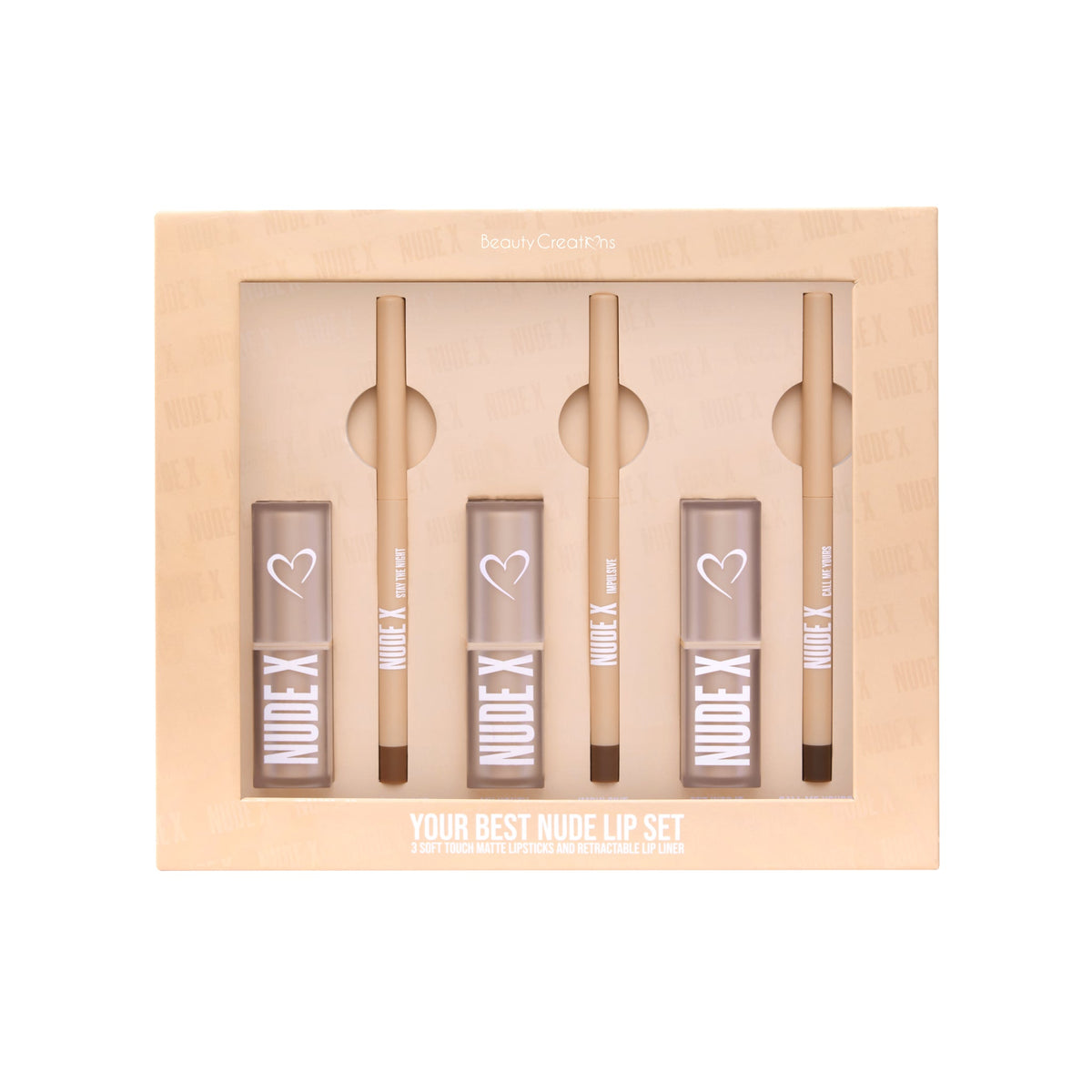 BEAUTY CREATIONS - SET DE DELINEADOR DE LABIOS Y LÁPIZ LABIAL NUDE X (1UD)