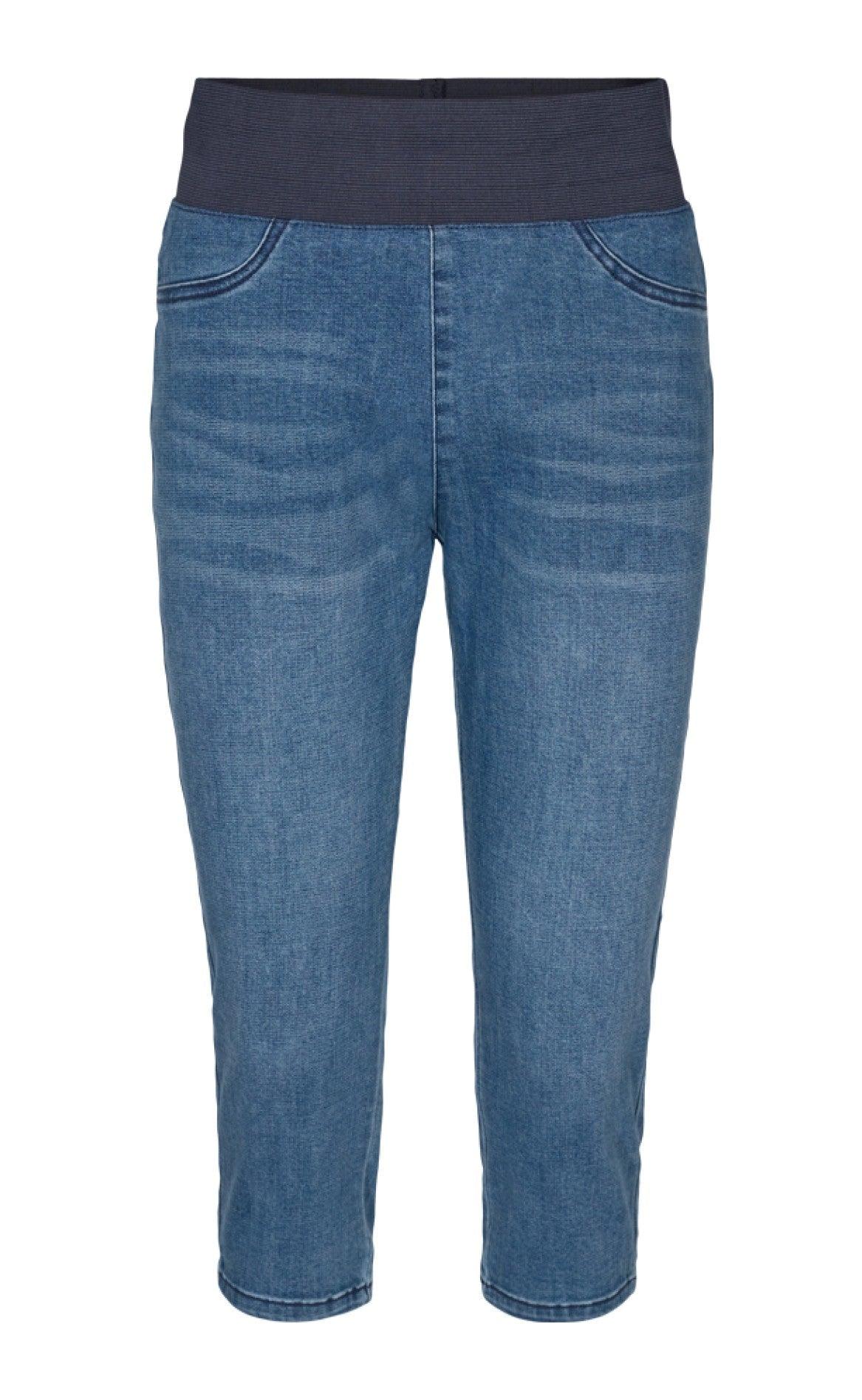 Freequent Bukser - Shantal Capri Denim - Medium Blue Denim