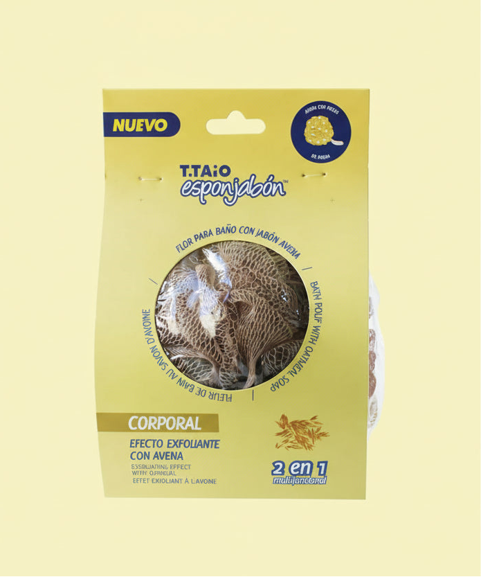 T.TAIO - ESPONJABON CORPORAL EFECTO EXFOLIANTE CON AVENA - (1PC)