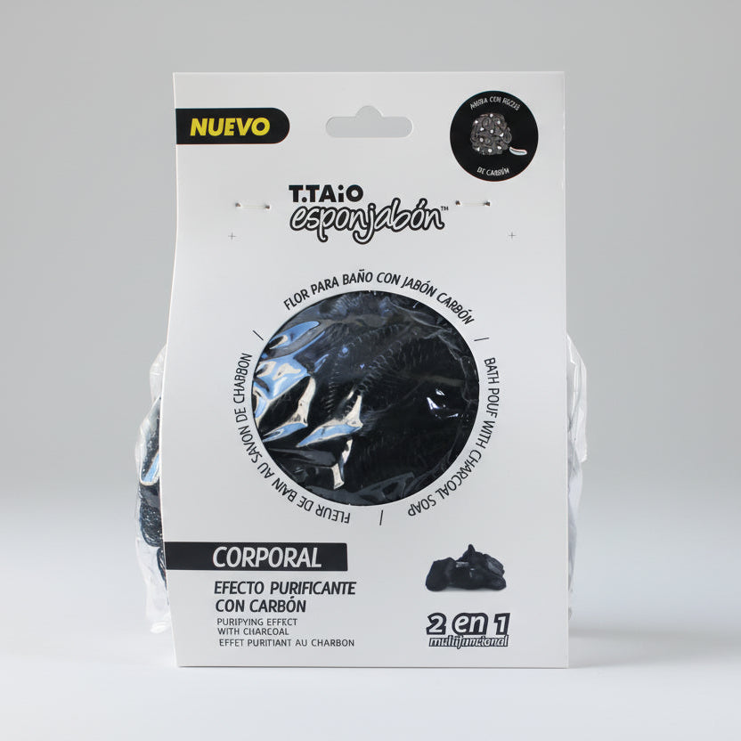 T.TAIO - ESPONJABON CORPORAL EFECTO PURIFICANTE CON CARBÓN - (1PC)